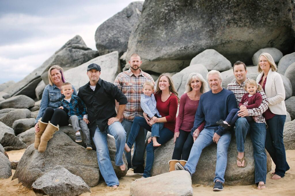 Late fall stormy family portrait session photographed by Lake Tahoe photographer Annie X Photographie
