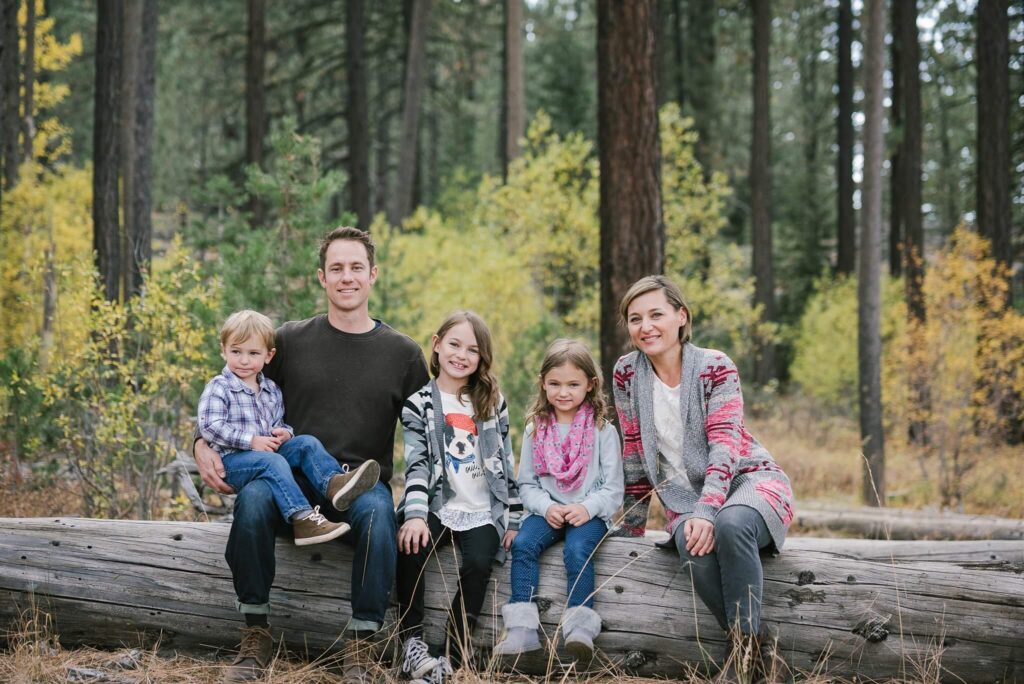 Beautiful Tahoe family portrait in Truckee with fall foliage captured by Tahoe family photographer Annie X