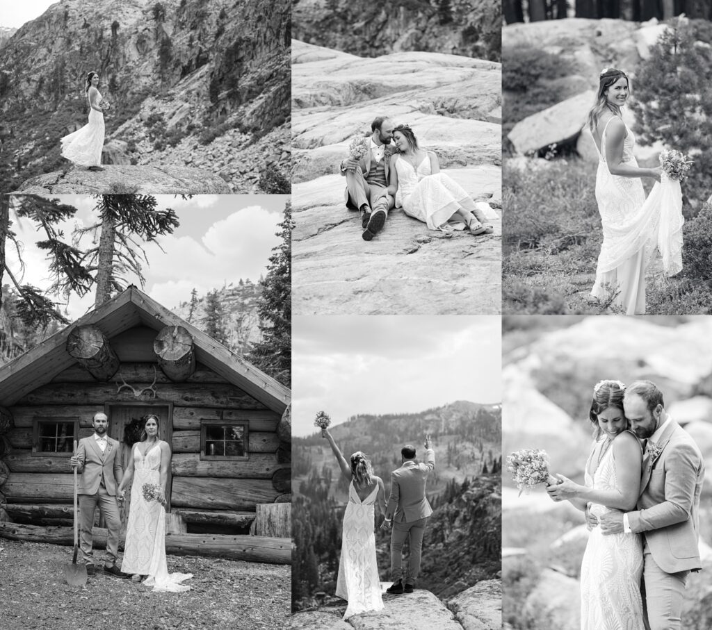 Black and white set of images from a White Wolf Tahoe wedding
