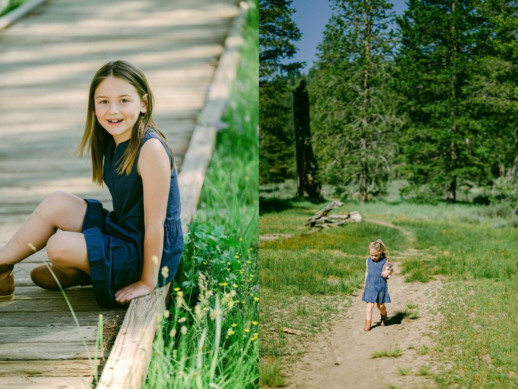 sisters in navy dresses collage