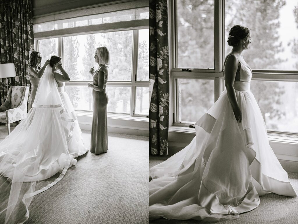 Bride getting ready at Martis Camp one of the exclusive Lake Tahoe wedding venues
