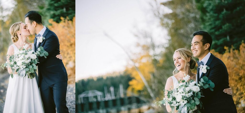 Late fall wedding beachside on Lake Tahoe