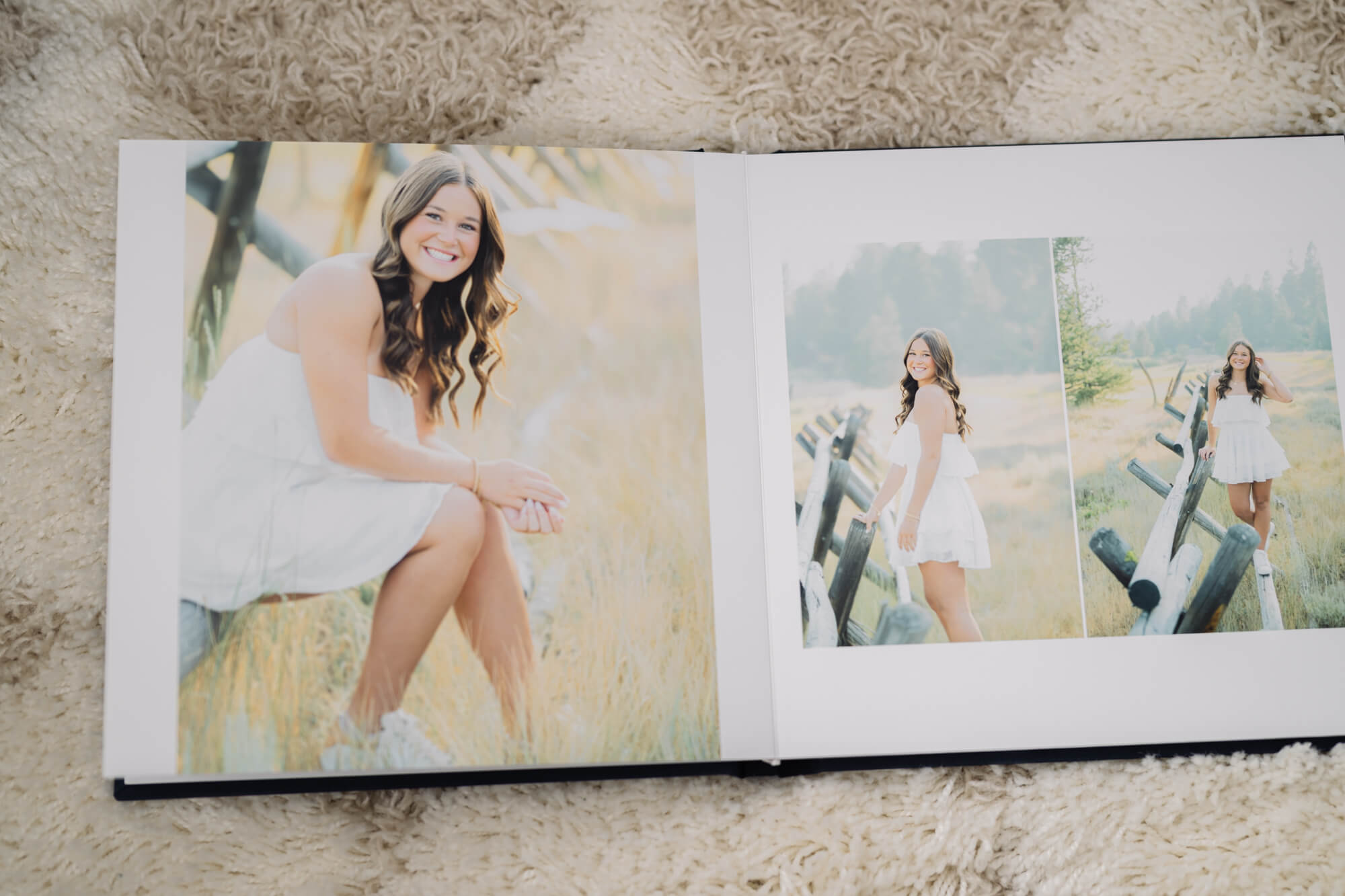 Navy silk senior heirloom portrait book designed by Annie X