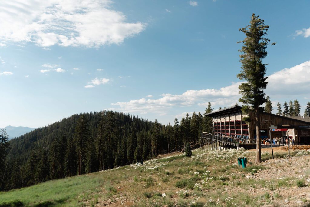 vue of Zephyr lodge which can be accessed with chairlift at Northstar Tahoe