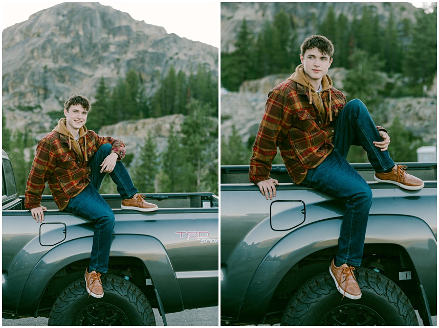 Authentic senior photo in Tahoe with Tacoma captured by Truckee senior photographer.