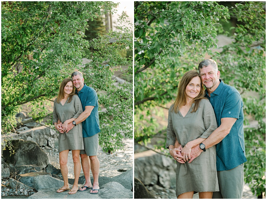 casual family session showing the   parents at their home on the west shore of lake tahoe captured by Tahoe family photographer