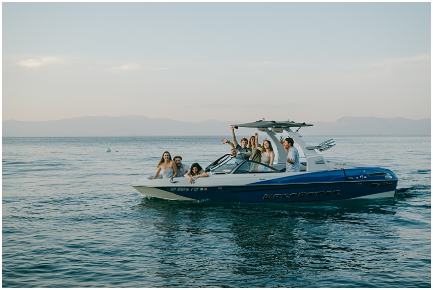 Family session in North Lake Tahoe with boat ride at sunset