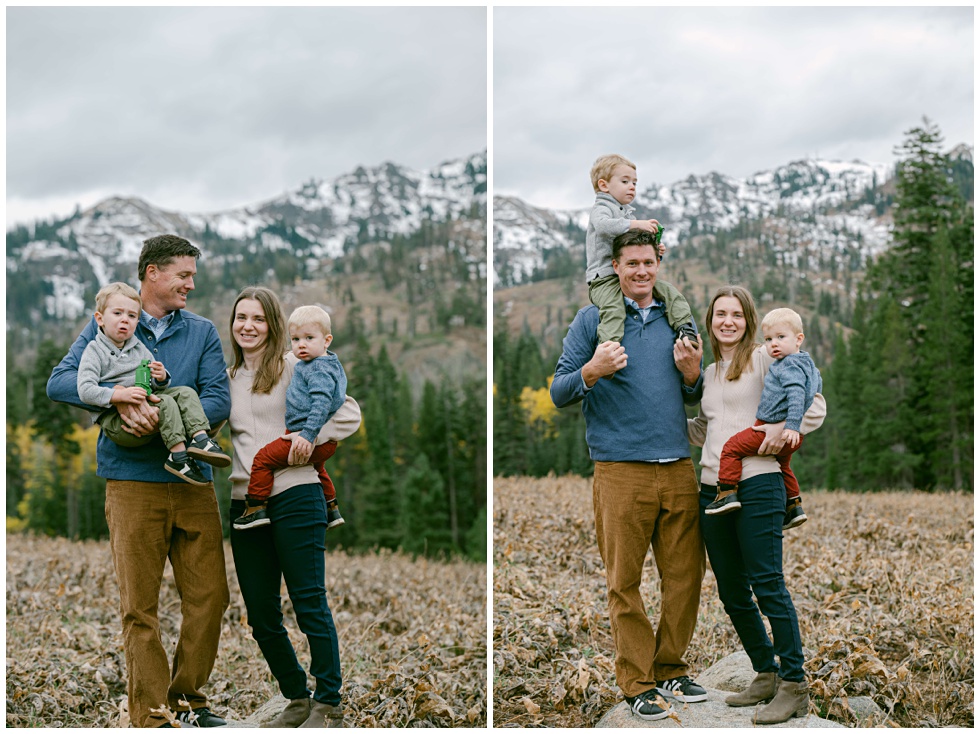 Fall Family Session in the Mountains of Tahoe with two toddlers