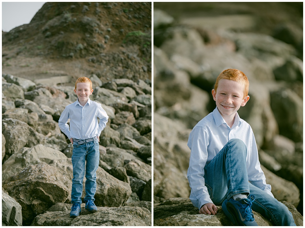 Natural family photo  or red headed boy captured in Sausalito by Annie X Photographie