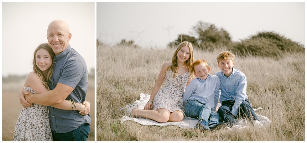 Close-up of family connection during foggy Sausalito family session