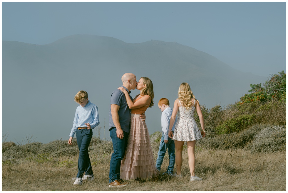 Sun peaking through fog during a portrait in motion at Pt Cavallo in Sausalito captured by Bay area family photographer Annie X Photographie