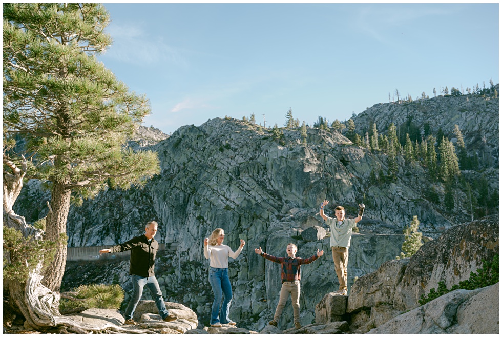 Fun candid family portrait session photographed by Truckee family photographer Annie X Photographie