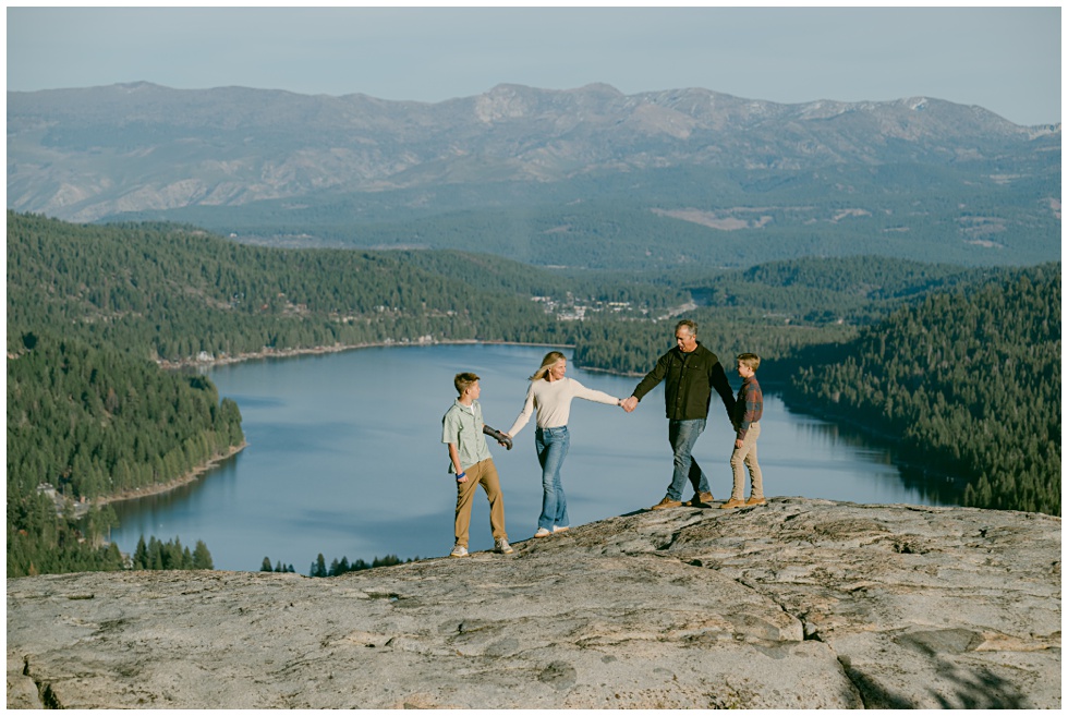 Donner Summit family session with Donner lake views