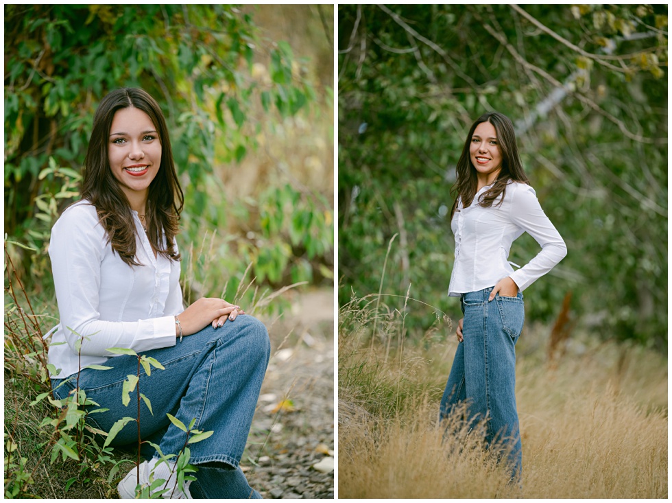 Senior girl smiling with soft evening glow during Palisades Tahoe senior photos
