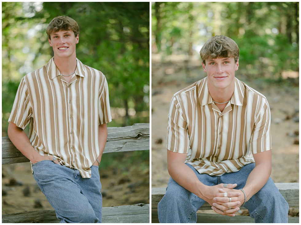 Close up portrait with soft natural light in the pines at Sugar Pine Park