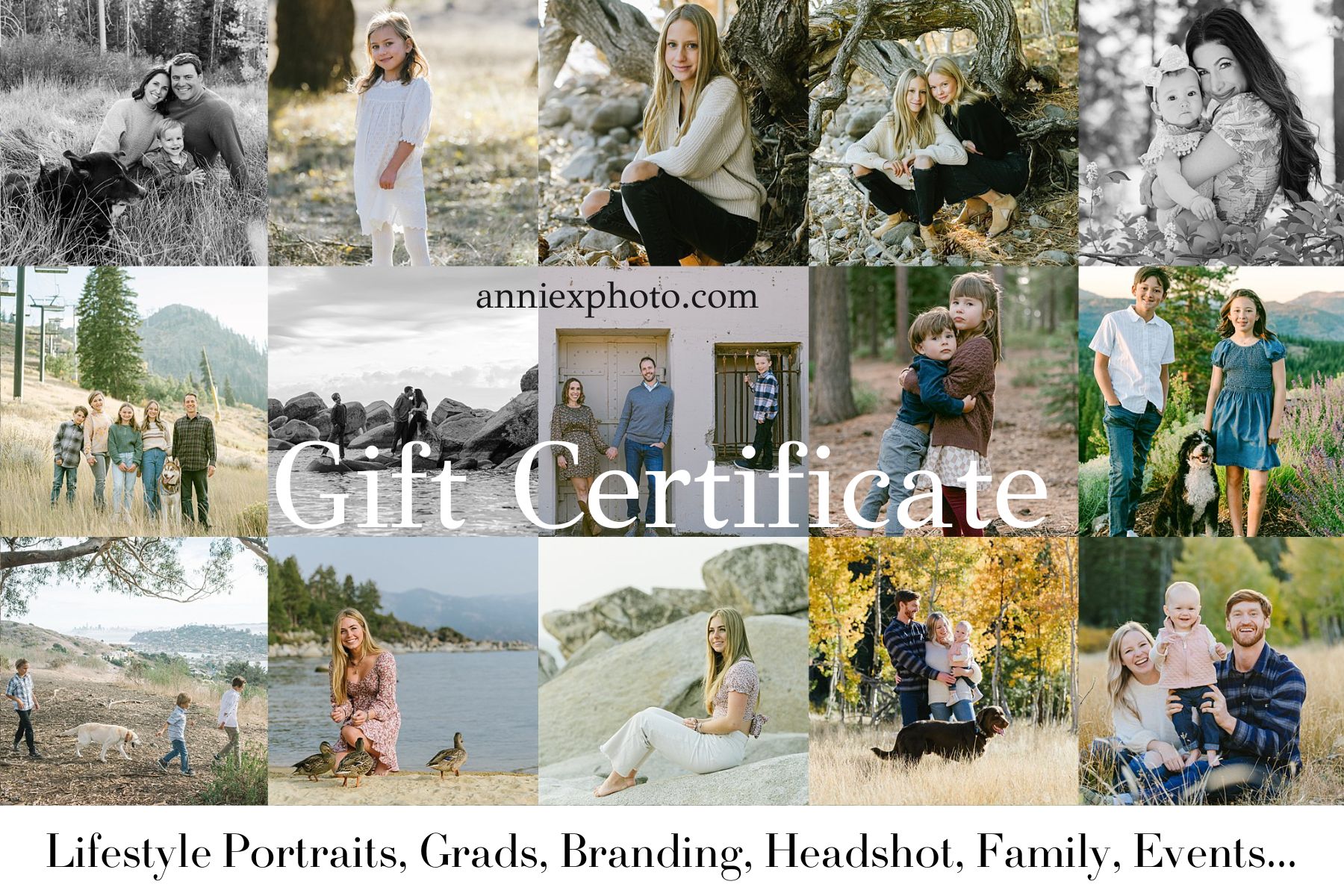 Photo gift certificates for Lifestyle portrait sessions best gift for moms