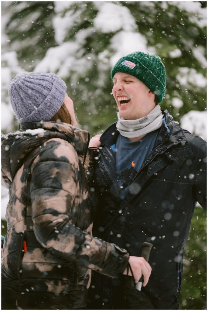 happy emotions during a wedding proposal in Martis Camp