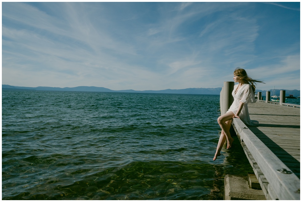 Editorial senior portrait in Lake Tahoe, Vogue meets real life