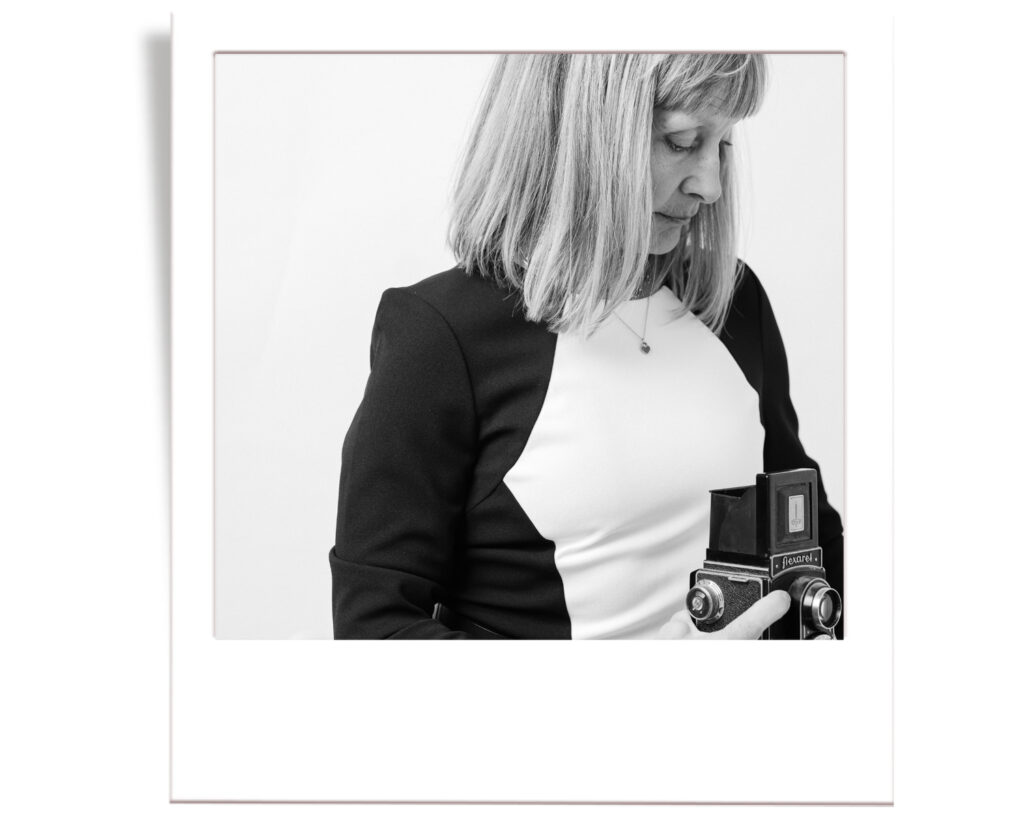 Annie Robillard owner and main photographer for Annie X photographie in black and white with medium format camera